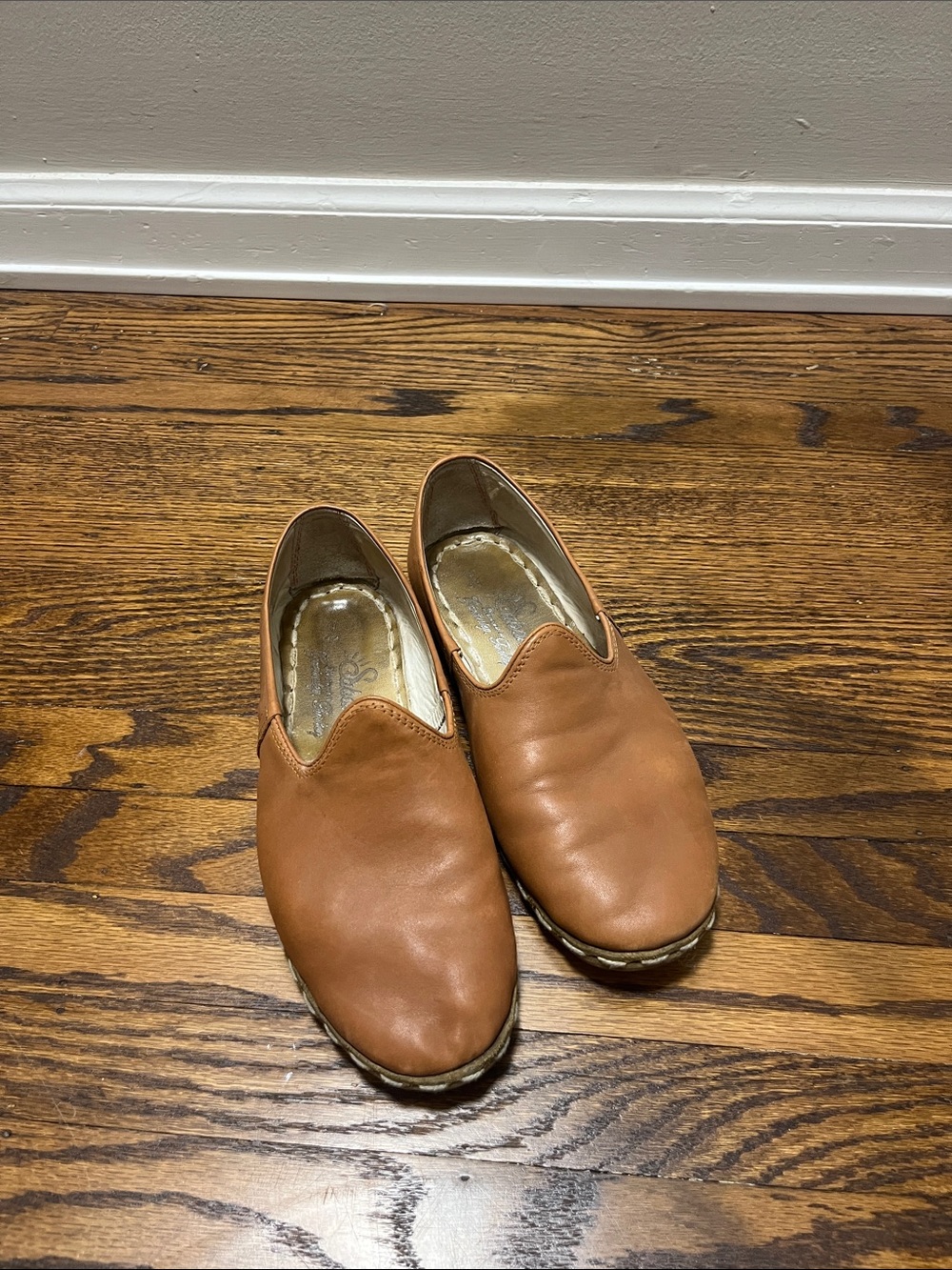 Sabah Tan Leather Camel Brown Slip On Shoes Loafers Mens Size M 44 US 12